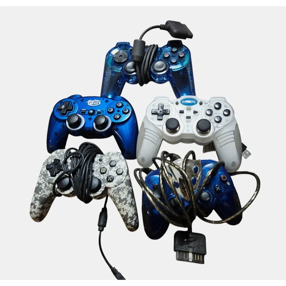 Mixed Lot of 5 PlayStation Controllers Mad Catz, Snakebyte PS3, Star Wars Jedi